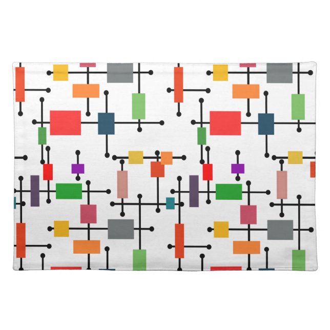 Mid-Century Modern Large Grid  Cloth Placemat (Front)