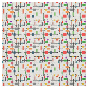 Mid-Century Modern Large Grid Fabric