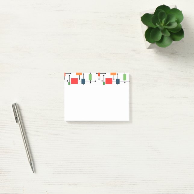 Mid-Century Modern Large Grid  Post-it Notes (Office)