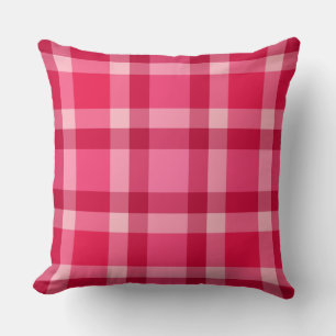 Mid-Century Modern Large Plaid, Pink and Wine Throw Pillow