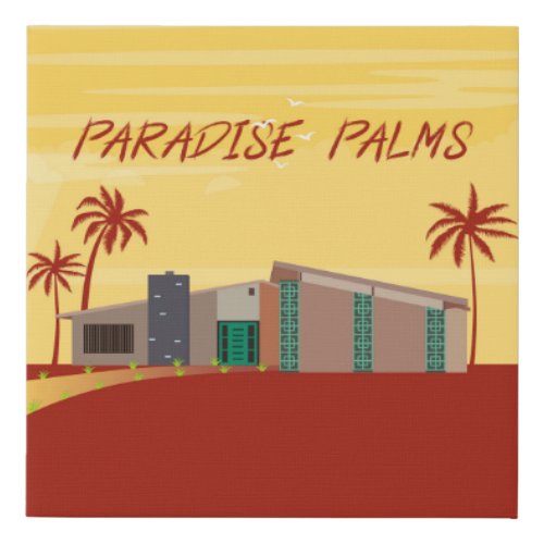 Mid Century Modern Las Vegas Paradise Palms Faux Canvas Print
