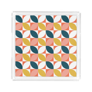 Mid-Century Modern Leaf Pattern Acrylic Tray