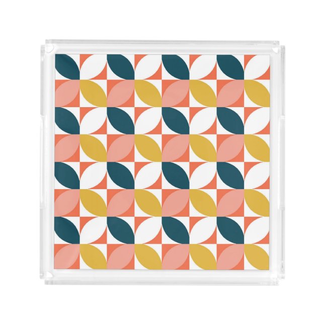 Mid-Century Modern Leaf Pattern Acrylic Tray (Front)