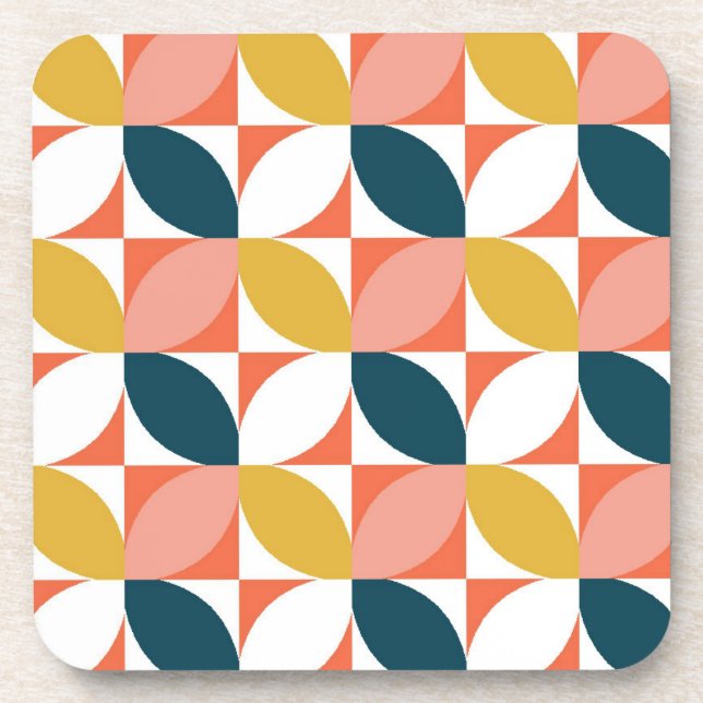 Mid-Century Modern Leaf Pattern Beverage Coaster (Front)