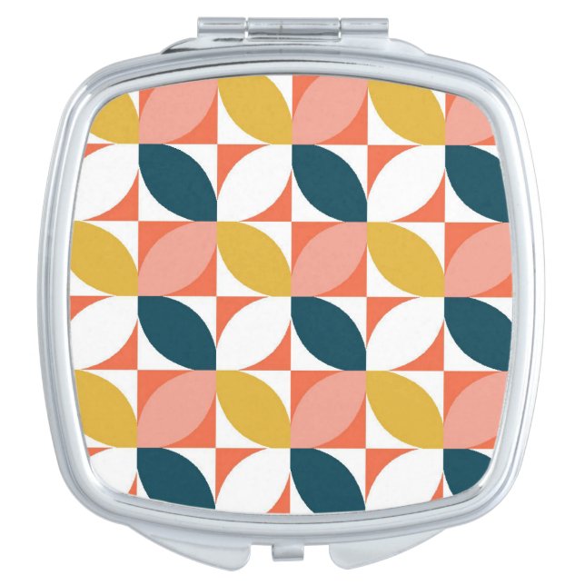 Mid-Century Modern Leaf Pattern Compact Mirror (Front)