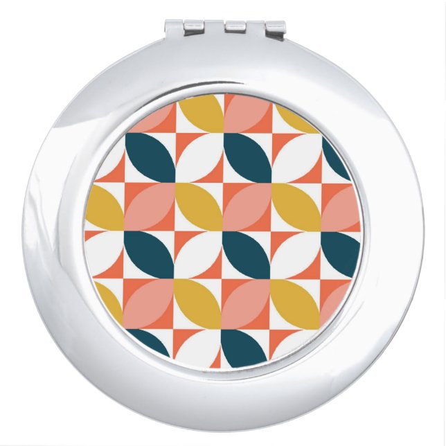 Mid-Century Modern Leaf Pattern Compact Mirror (Front)