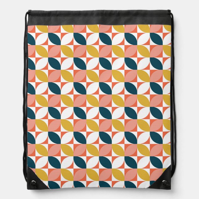 Mid-Century Modern Leaf Pattern Drawstring Bag (Front)