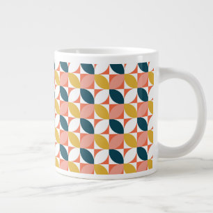 Mid-Century Modern Leaf Pattern Giant Coffee Mug