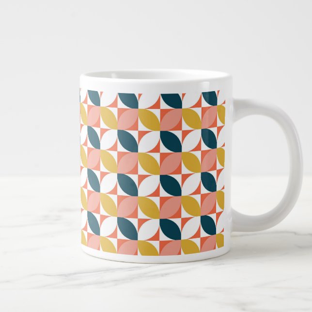 Mid-Century Modern Leaf Pattern Giant Coffee Mug (Right)
