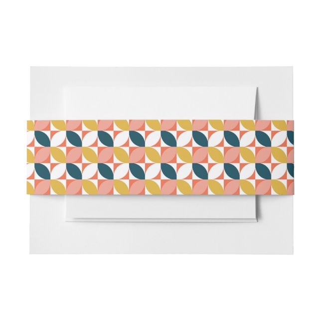 Mid-Century Modern Leaf Pattern Invitation Belly Band (Front Example)