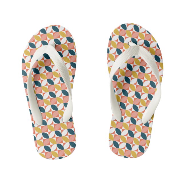 Mid-Century Modern Leaf Pattern Kid's Flip Flops (Footbed)
