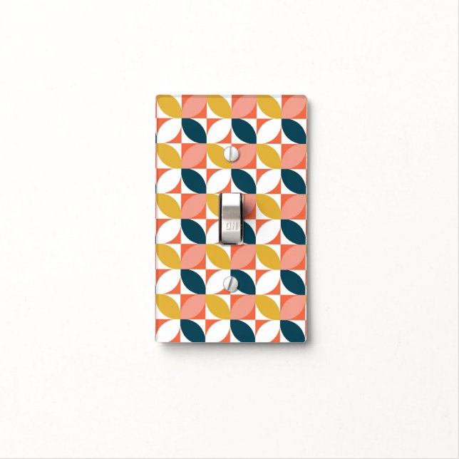 Mid-Century Modern Leaf Pattern Light Switch Cover (In Situ)