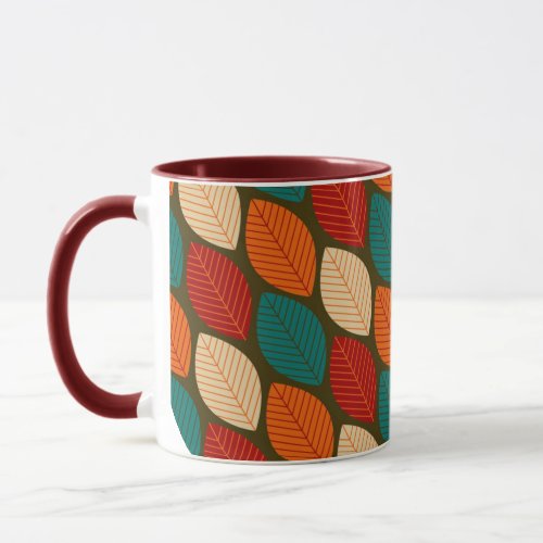 Mid_century Modern Leaf Pattern Mug