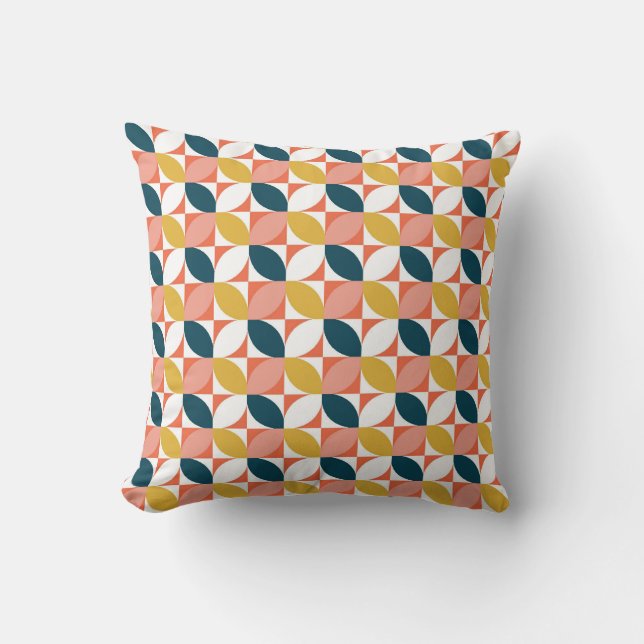 Mid-Century Modern Leaf Pattern Throw Pillow (Front)