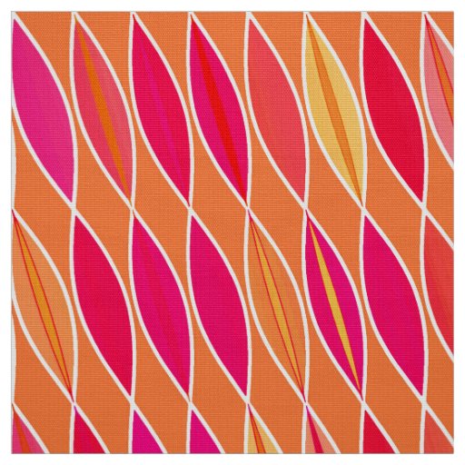 Mid Century Modern Leaves, Fuchsia Pink and Orange Fabric