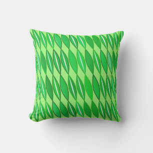 Mid Century Modern Leaves, Lime and Emerald Green Outdoor Pillow
