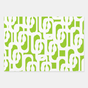 Mid Century Modern Lime Green Abstract Loop Wrapping Paper Sheets
