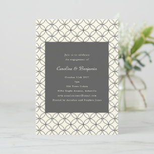 Mid Century Modern Lines Cream Engagement Party Invitation