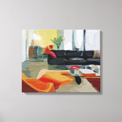 Mid Century Modern Living Room Retro Canvas Print