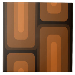 Mid Century Modern Long Rectangles Burnt Orange Ceramic Tile