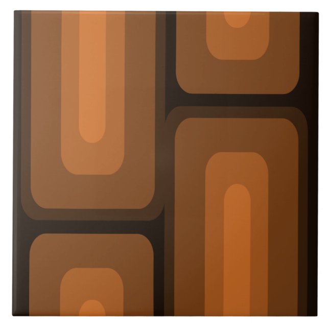 Mid Century Modern Long Rectangles Burnt Orange Ceramic Tile (Front)