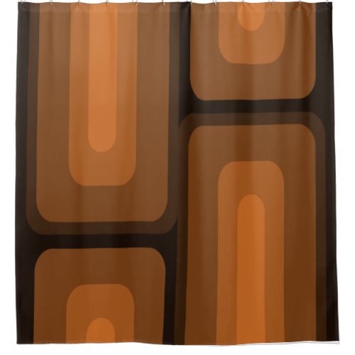 Mid Century Modern Long Rectangles Burnt Orange Shower Curtain
