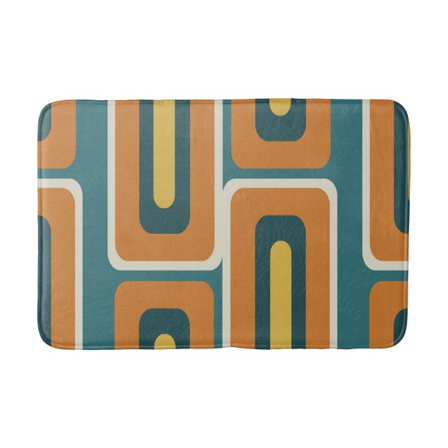 Mid Century Modern Long Rectangles Colorful 1 Bath Mat (Front)