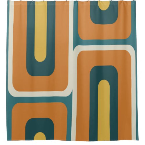 Mid Century Modern Long Rectangles Colorful 1 Shower Curtain
