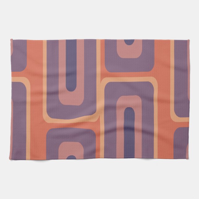 Mid Century Modern Long Rectangles Colorful 2 Kitchen Towel (Horizontal)