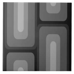 Mid Century Modern Long Rectangles Dark Gray Ceramic Tile