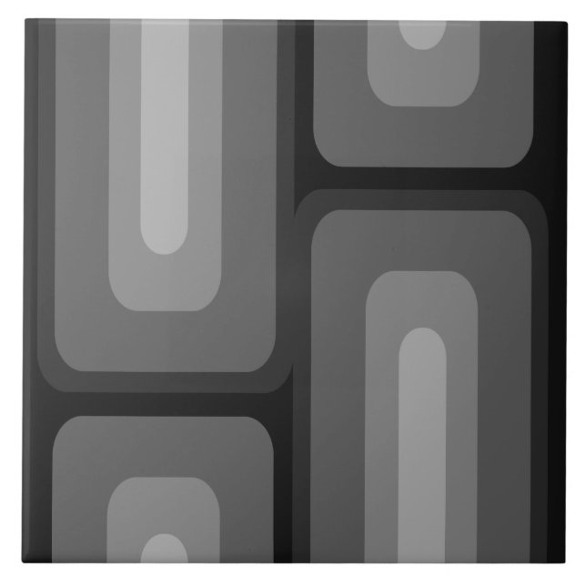 Mid Century Modern Long Rectangles Dark Gray Ceramic Tile (Front)