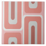 Mid Century Modern Long Rectangles Salmon Pink Ceramic Tile