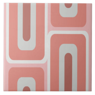 Mid Century Modern Long Rectangles Salmon Pink Ceramic Tile