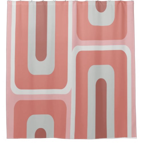 Mid Century Modern Long Rectangles Salmon Pink Shower Curtain