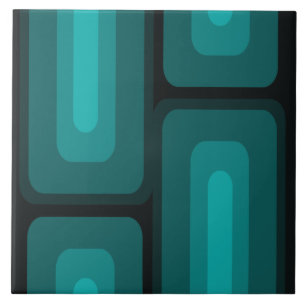 Mid Century Modern Long Rectangles Teal Ceramic Tile