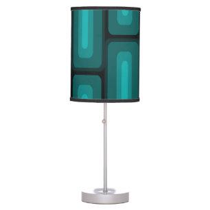 Mid Century Modern Long Rectangles Teal Table Lamp