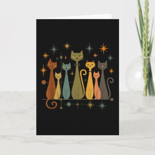 Mid-century Modern Look Atomic Age 50s 60s Cat Shi Card