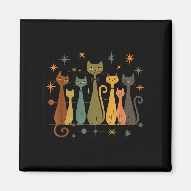 Mid-century Modern Look Atomic Age 50s 60s Cat Shi Magnet (Front)