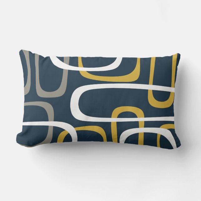 Mid-Century Modern Loops Abstract Pattern Lumbar Pillow (Front)
