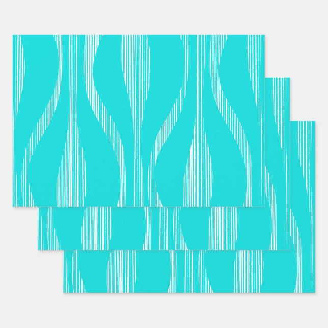 Mid Century Modern Lounge Pattern Turquoise Wrapping Paper Sheets (Set)