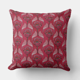 Mid-Century Modern Magenta Throw Pillow