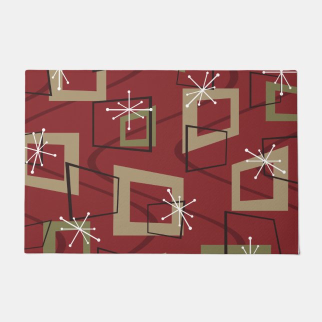 Mid Century Modern Maroon Doormat (Front)