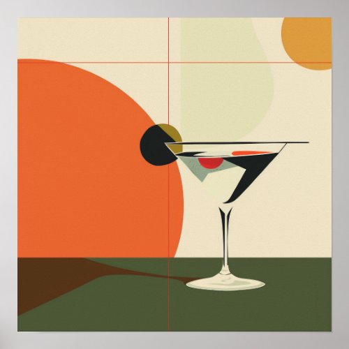 Mid_Century Modern Martini Art Print Poster