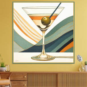 Mid Century Modern Martini Cocktail Hour Canvas Print