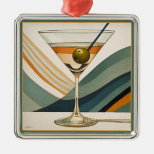 Mid Century Modern Martini Cocktail Hour Metal Ornament