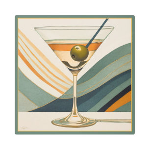 Mid Century Modern Martini Cocktail Hour Metal Print