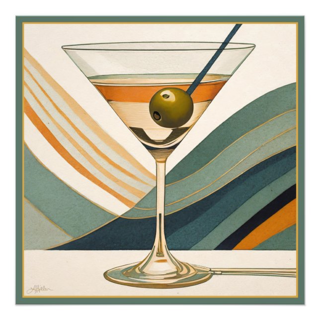 Mid Century Modern Martini Cocktail Hour Photo Print (Front)