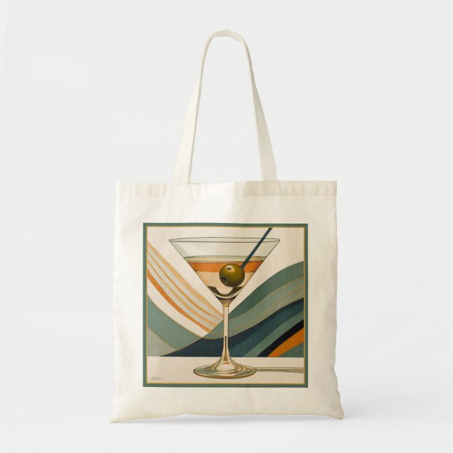 Mid Century Modern Martini Cocktail Hour Tote Bag (Front)