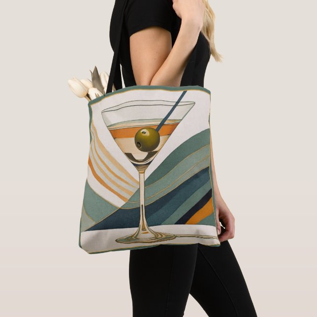 Mid Century Modern Martini Cocktail Hour Tote Bag (Close Up)
