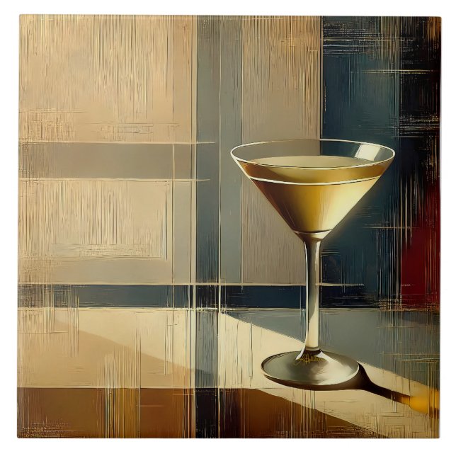 Mid Century Modern Martini in a Moonbeam Ceramic Tile (Front)